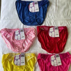5-Pack Japanese Lace Tricot Satin Bikini Panties Size Medium